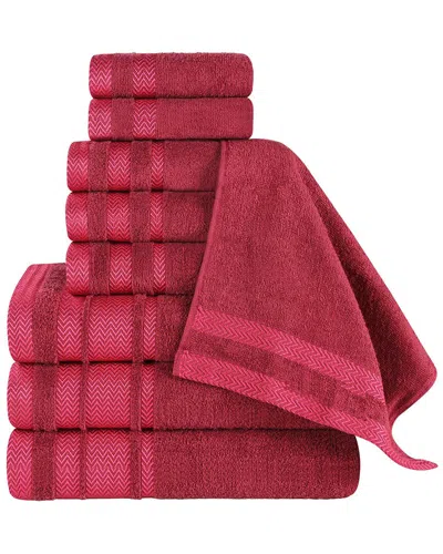 Superior 9pc Zero Twist Cotton Dobby Border Plush Soft Absorbent Towel Set