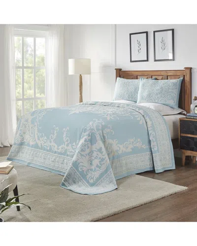 Superior Adalie Vintage Medallion Lightweight Woven Jacquard Oversized Cotton Blend Bedspread Set In Blue