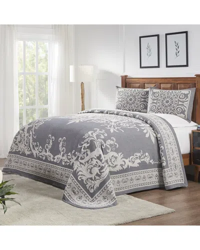 Superior Adalie Vintage Medallion Lightweight Woven Jacquard Oversized Cotton Blend Bedspread Set In Blue