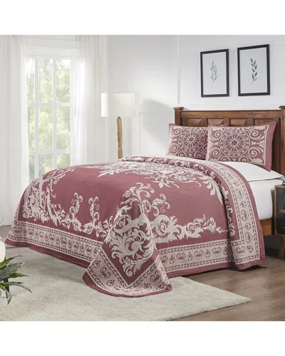 Superior Adalie Vintage Medallion Lightweight Woven Jacquard Oversized Bedspread Set In Red