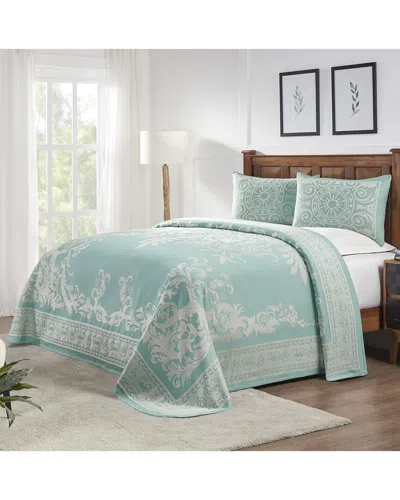 Superior Adalie Vintage Medallion Lightweight Woven Jacquard Oversized Bedspread Set In Turquoise