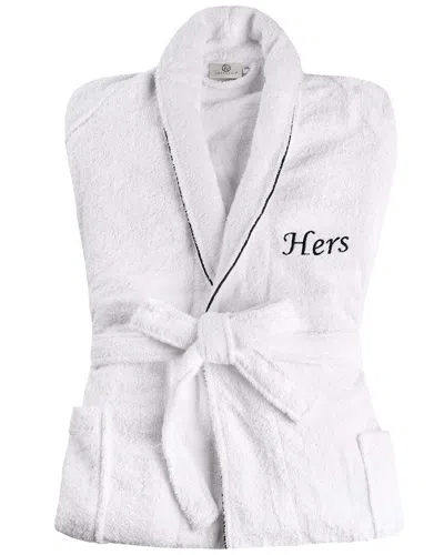 SUPERIOR SUPERIOR ADULT WHITE EMBROIDERED HERS HIGHLY ABSORBENT FLUFFY BATHROBE
