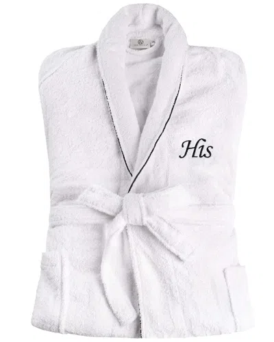 SUPERIOR SUPERIOR ADULT WHITE EMBROIDERED HIS HIGHLY ABSORBENT FLUFFY BATHROBE