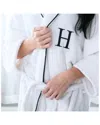 Superior Adult Unisex White Monogram Embroidered Highly Absorbent Fluffy  Bathrobe