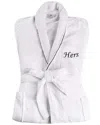Superior Adult Unisex White Embroidered Highly Absorbent Fluffy Bathrobe