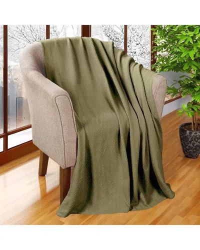 Superior All-season Chevron Cotton Throw Blanket In Green