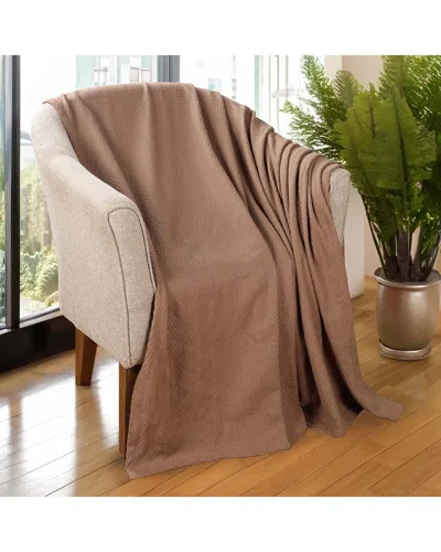 Superior All-season Chevron Cotton Throw Blanket In Brown