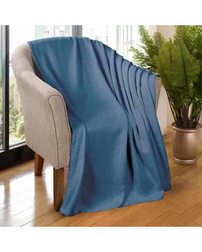 Superior All-season Chevron Cotton Throw Blanket In Blue
