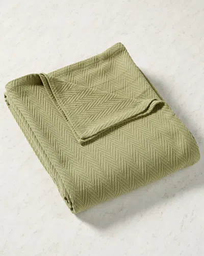 Superior All-season Chevron Ultra-soft Breathable Cotton Blanket In Green