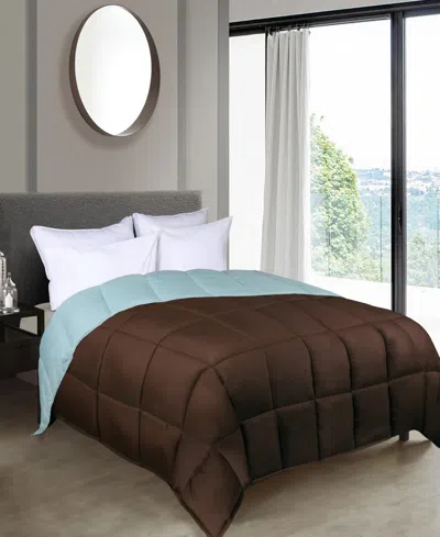 Superior All Season Reversible Comforter, Twin Xl In Choco-skyblue