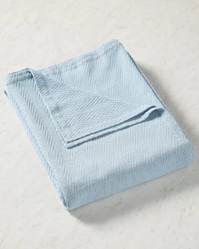 Superior All-season Chevron Ultra-soft Breathable Cotton Blanket In Blue