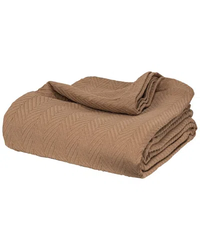 Superior All-season Chevron Ultra-soft Breathable Cotton Blanket In Brown