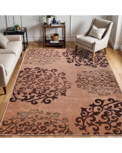 Superior Amber Non-slip Floral Medallion Rug In Brown
