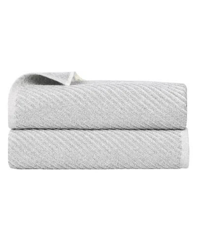Superior Amelia Cotton 2-piece Bath Sheet Set In Platinum