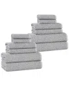 Superior Amelia Medium Weight Diagonal Stripes 12pc Towel Set