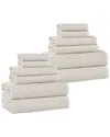 Superior Amelia Medium Weight Diagonal Stripes 12pc Towel Set