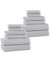 Superior Amelia Medium Weight Diagonal Stripes 12pc Towel Set