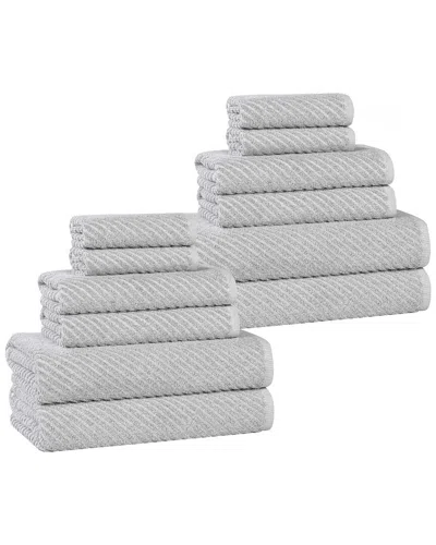 Superior Amelia Medium Weight Diagonal Stripes 12pc Towel Set In Gray