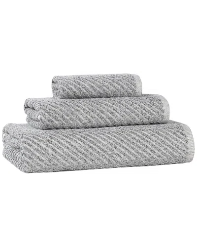 SUPERIOR SUPERIOR AMELIA MEDIUM WEIGHT DIAGONAL STRIPES 3PC TOWEL SET