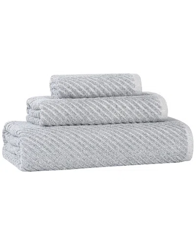 SUPERIOR SUPERIOR AMELIA MEDIUM WEIGHT DIAGONAL STRIPES 3PC TOWEL SET