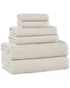 Superior Amelia Medium Weight Diagonal Stripes 6pc Towel Set