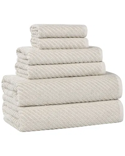 Superior Amelia Medium Weight Diagonal Stripes 6pc Towel Set