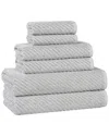 Superior Amelia Medium Weight Diagonal Stripes 6pc Towel Set