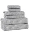Superior Amelia Medium Weight Diagonal Stripes 6pc Towel Set