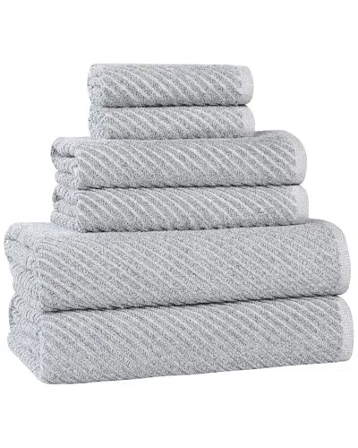 Superior Amelia Medium Weight Diagonal Stripes 6pc Towel Set