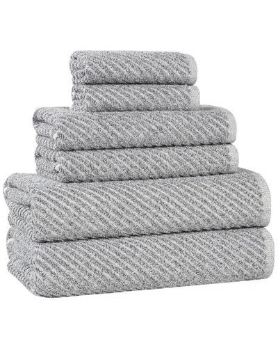 Superior Amelia Medium Weight Diagonal Stripes 6pc Towel Set