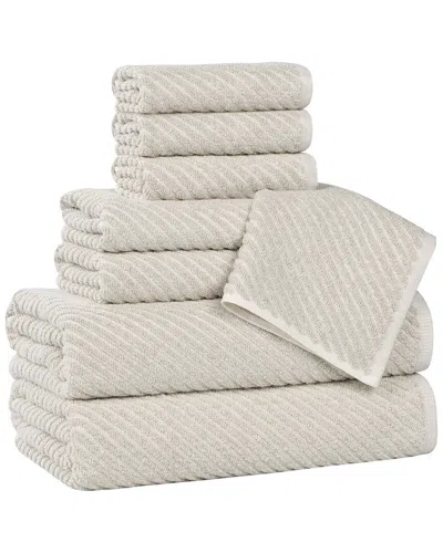 Superior Amelia Medium Weight Diagonal Stripes 8pc Towel Set
