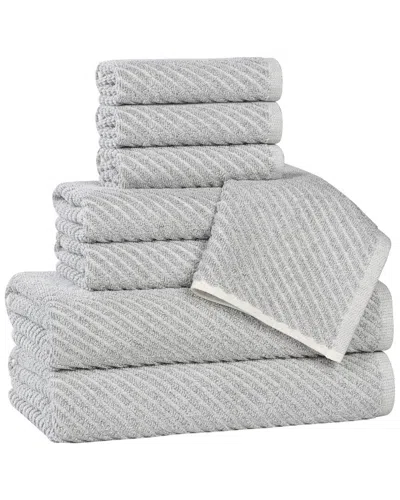 Superior Amelia Medium Weight Diagonal Stripes 8pc Towel Set