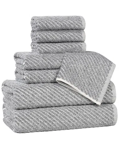 Superior Amelia Medium Weight Diagonal Stripes 8pc Towel Set
