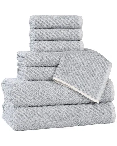 Superior Amelia Medium Weight Diagonal Stripes 8pc Towel Set