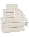 Superior Amelia Medium Weight Diagonal Stripes 9pc Towel Set