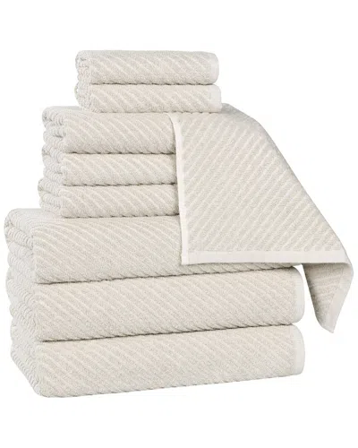 Superior Amelia Medium Weight Diagonal Stripes 9pc Towel Set In Neutral
