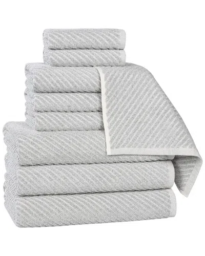Superior Amelia Medium Weight Diagonal Stripes 9pc Towel Set In Gray