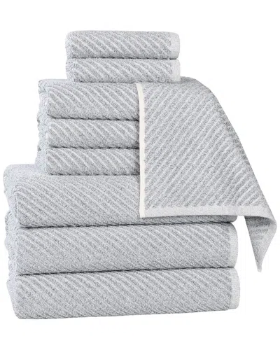 Superior Amelia Medium Weight Diagonal Stripes 9pc Towel Set In Gray