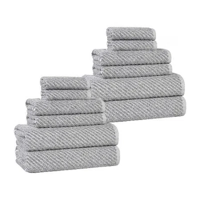 Superior Amlia Collection | 80% Cotton 20% Viscose 12-pc. Quick Dry Solid Bath Towel Set In Black