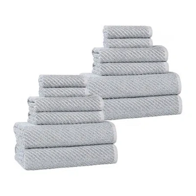 Superior Amlia Collection | 80% Cotton 20% Viscose 12-pc. Quick Dry Solid Bath Towel Set In Blue