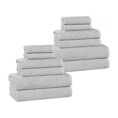 Superior Amlia Collection | 80% Cotton 20% Viscose 12-pc. Quick Dry Solid Bath Towel Set In Silver