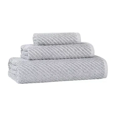 Superior Amlia Collection | 80% Cotton 20% Viscose 3-pc. Quick Dry Solid Bath Towel Set In Blue