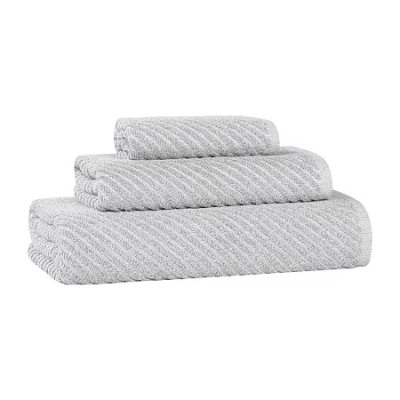 Superior Amlia Collection | 80% Cotton 20% Viscose 3-pc. Quick Dry Solid Bath Towel Set In Silver