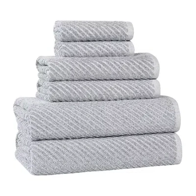 Superior Amlia Collection | 80% Cotton 20% Viscose 6-pc. Quick Dry Solid Bath Towel Set In Blue