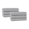 Superior Set Of 6 Amelia Medium Weight Diagonal Stripes Hand Towels In Gray