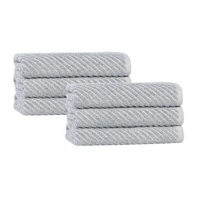 Superior Amlia Collection | 80% Cotton 20% Viscose 6-pc. Solid Hand Towel In Blue