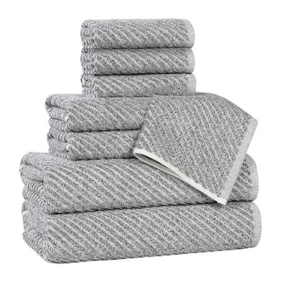 Superior Amlia Collection | 80% Cotton 20% Viscose 8-pc. Quick Dry Solid Bath Towel Set In Black
