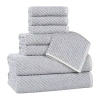 Superior Amelia Medium Weight Diagonal Stripes 8pc Towel Set In Gray