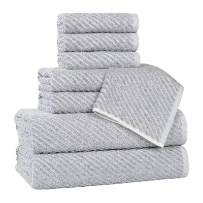 Superior Amlia Collection | 80% Cotton 20% Viscose 8-pc. Quick Dry Solid Bath Towel Set In Blue