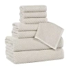 Superior Amlia Collection | 80% Cotton 20% Viscose 8-pc. Quick Dry Solid Bath Towel Set In Sand